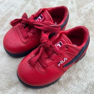 Fila Kids Red Sneakers with Black Accents